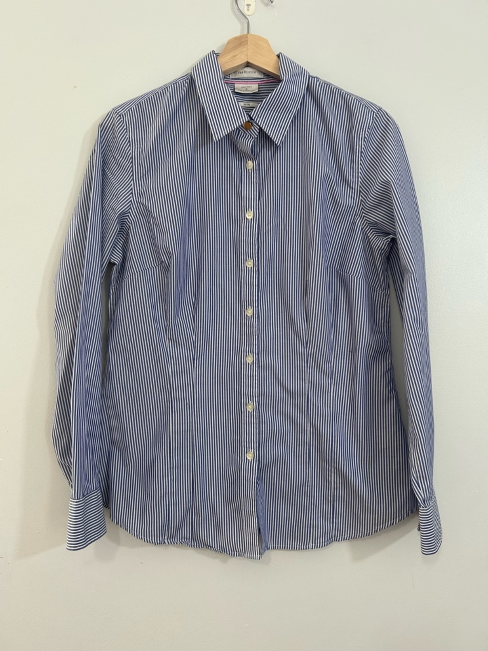 Van Heusen Blue and White Striped Fitted Shirt, M